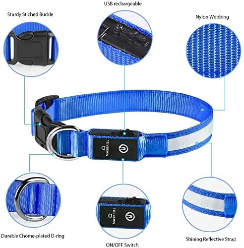 XS/M LED Dog Collar USB Rechargeable Light Up