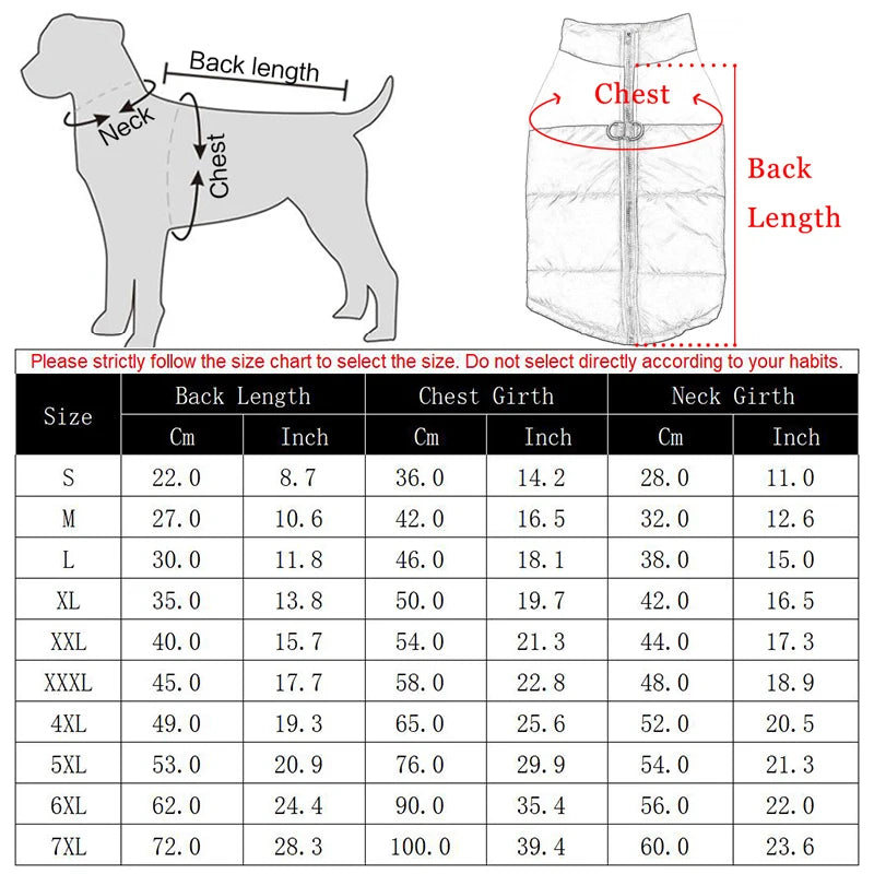 Basics Winter Dog Coat  Waterproof Jacket For Small Medium Large Dogs