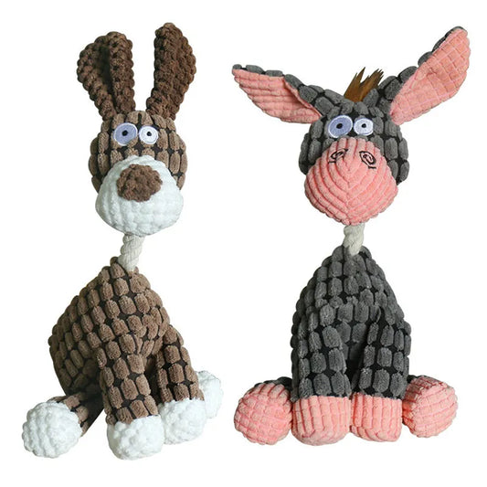 Donkey Corduroy Chew Toy For Dogs Puppy Squeaker