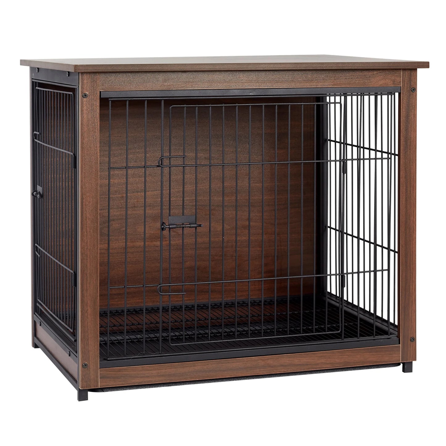 Black Kennel Indoor Robust Wooden Cage Crate Pet House Dual Door Vintage End Table