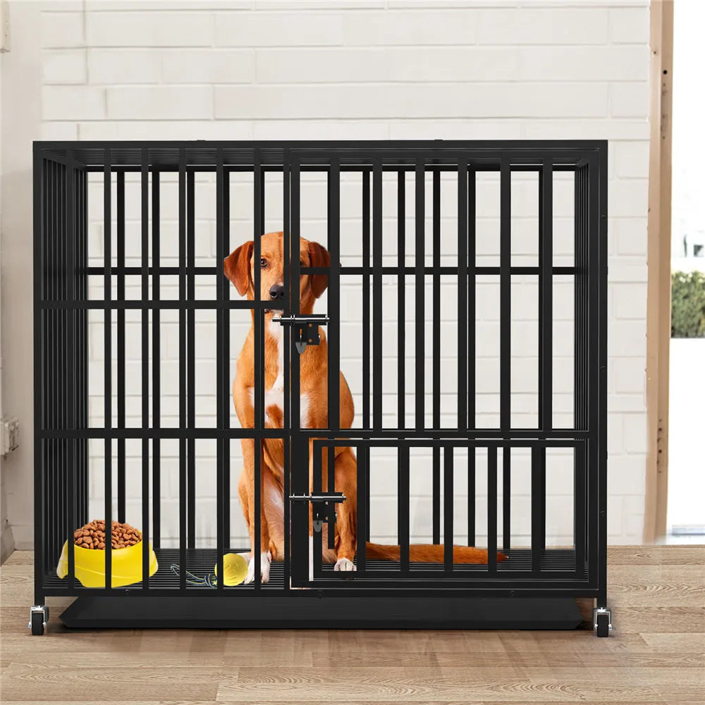 37” 42” 46” Heavy Duty Dog Cage Crate 3 Doors Lockable