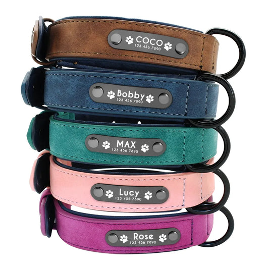 Personalized Dog Collar Leather Free Engraved Nameplate