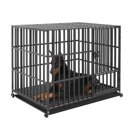 37” 42” 46” Heavy Duty Dog Cage Crate 3 Doors Lockable