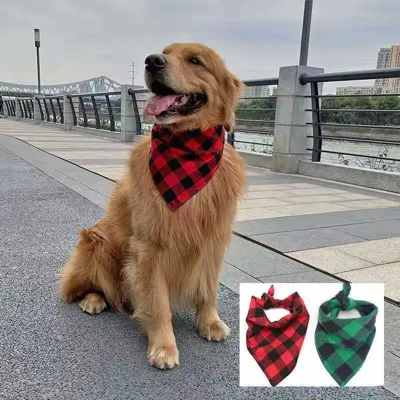 Classic Red Black Plaid Dog Cat Bandana Kerchief Neckerchief