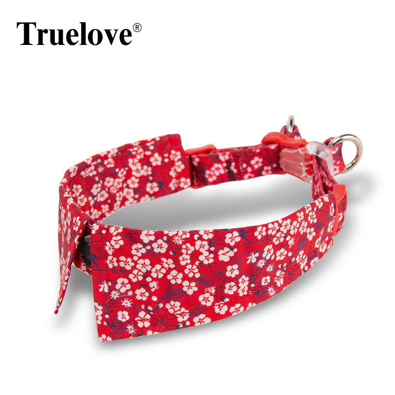 Truelove Cat Small Medium Dog Cute Floral Pet Collar Cotton with Bow