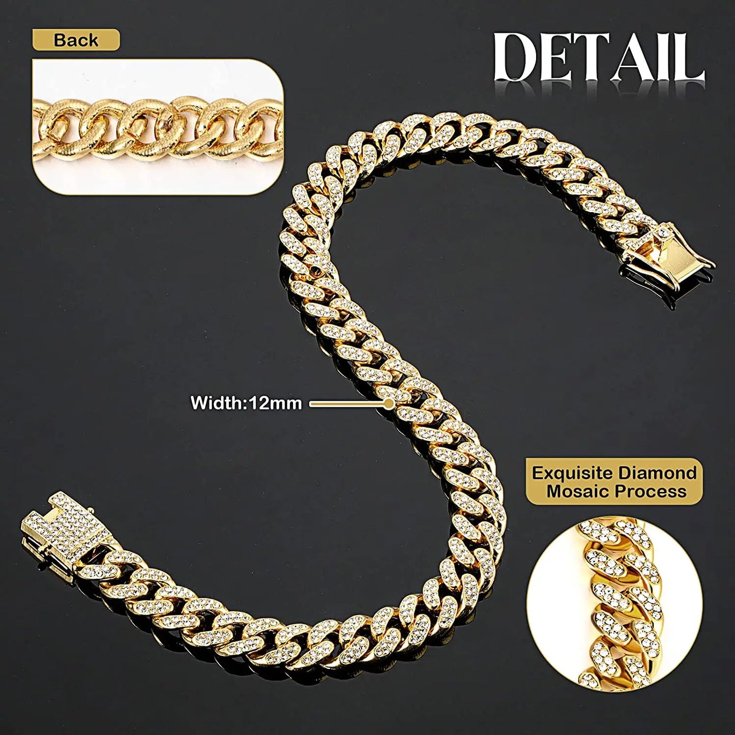 Luxury "Gold" "Silver" Bling Dog Chain Collar Cuban Chain Link