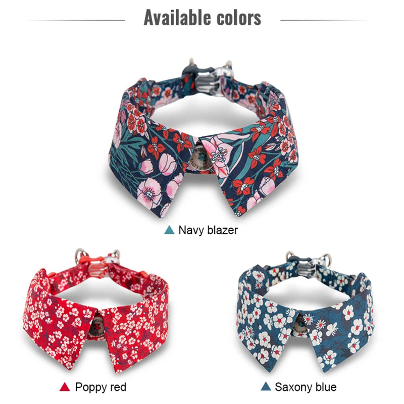 Truelove Cat Small Medium Dog Cute Floral Pet Collar Cotton with Bow