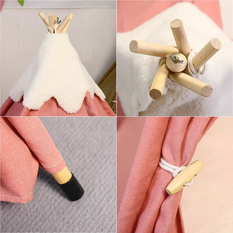 Premium Pet Teepee Tent with Thick Plush Cushion