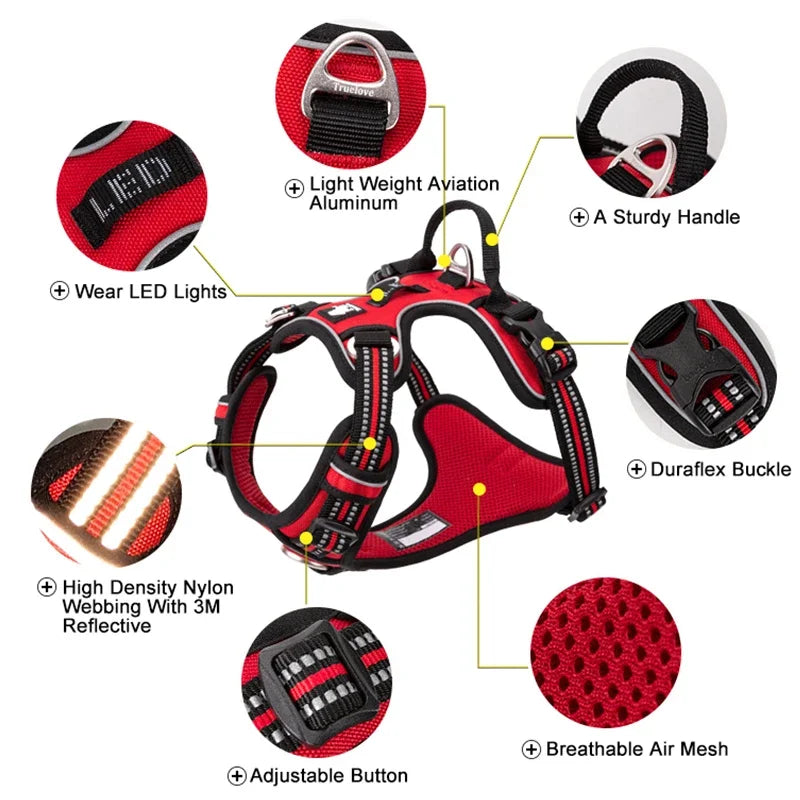 Truelove Pet Reflective Nylon Dog Harness No Pull Adjustable