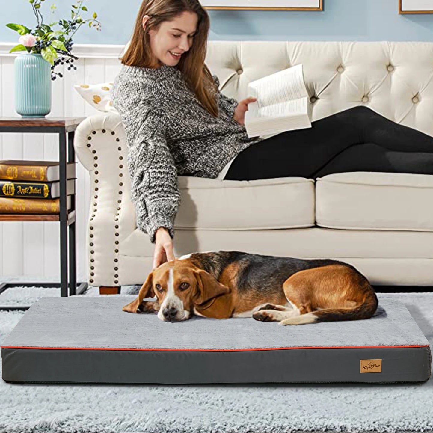 Orthopedic Dog Bed Memory Foam Waterproof with Removable Washable Cover Joint Relief