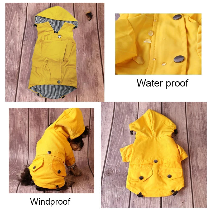 Yellow Waterproof Dog Raincoat Pet Windproof Jacket