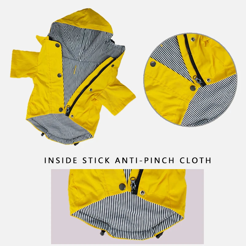 Yellow Waterproof Dog Raincoat Pet Windproof Jacket