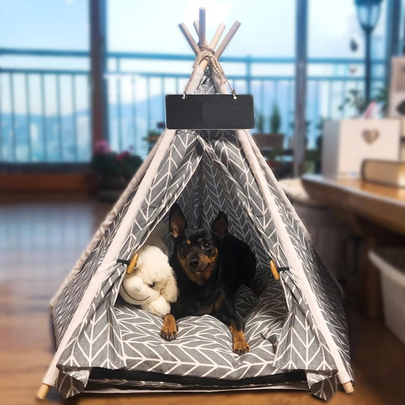 Pet Teepee Tent Washable with Cushion for Small Dogs Cats Rabbits