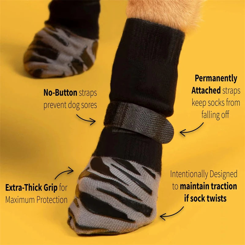 Dog Socks Foot Cover Outdoor Warm Claws Non-slip Shoes with Hook-and-loop Fastener