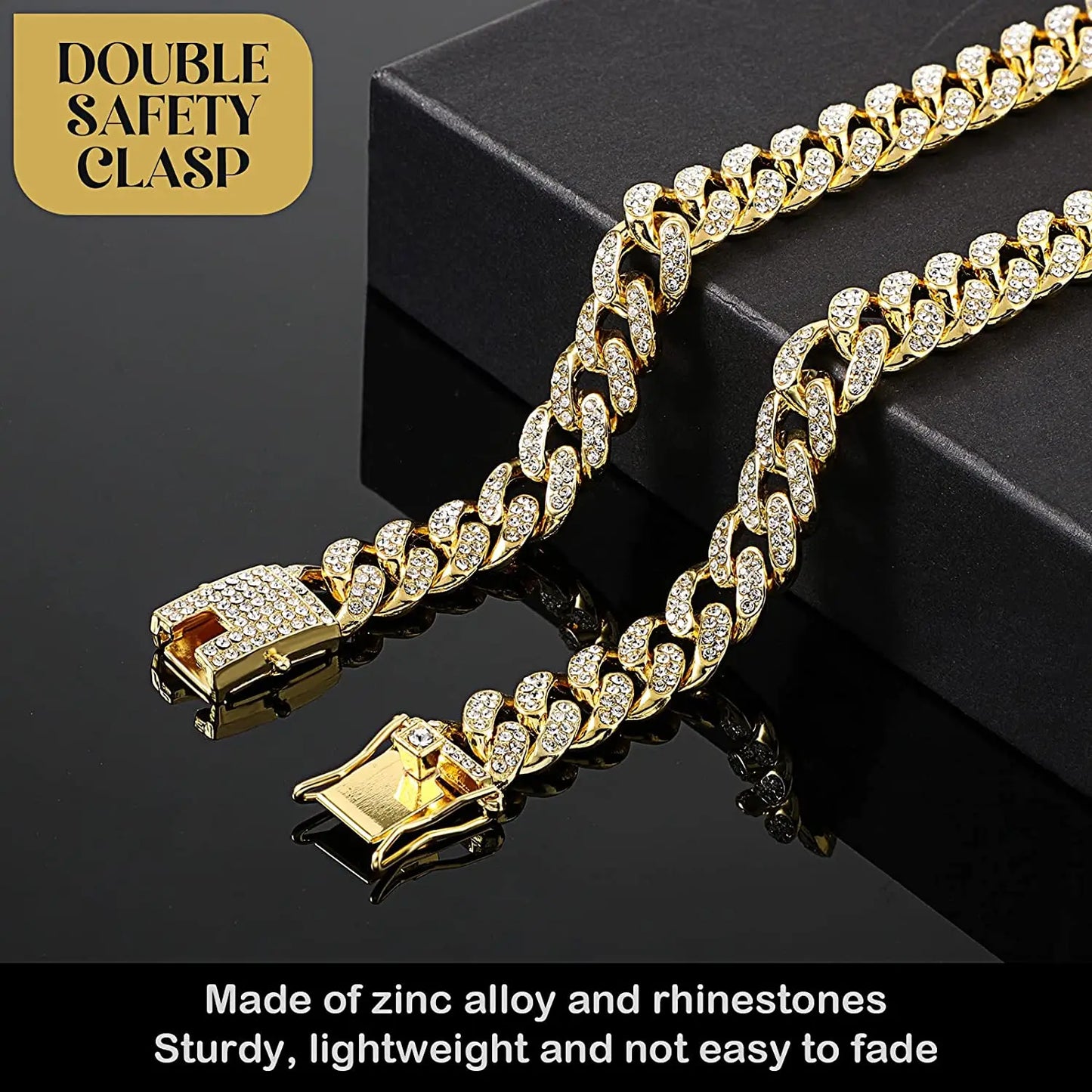 Luxury "Gold" "Silver" Bling Dog Chain Collar Cuban Chain Link